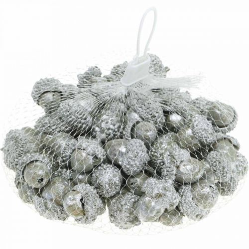 Artikel Decoratieve eikels zilver, adventsdecoratie, natuurlijk herfstfruit, landhuis Ø1,5 - 2,5 cm L1,5 - 3 cm 300 g