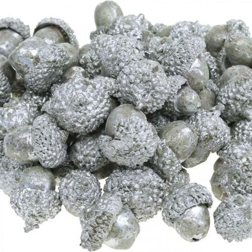 Artikel Decoratieve eikels zilver, adventsdecoratie, natuurlijk herfstfruit, landhuis Ø1,5 - 2,5 cm L1,5 - 3 cm 300 g