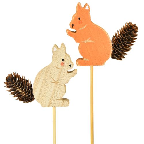 Artikel Eekhoorn decoratieve bloempluggen hout 9×8×1,5cm 12 stuks