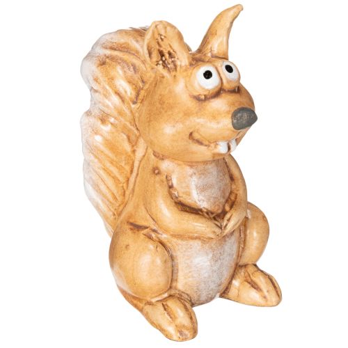 Zittend eekhoornfiguurtje voor herfstdecoratie, 10 cm