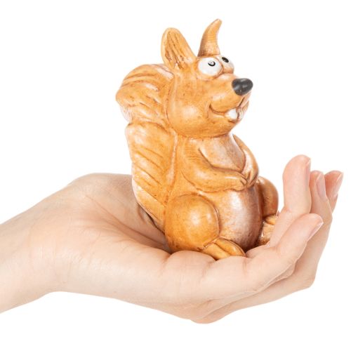 Zittend eekhoornfiguurtje voor herfstdecoratie, 10 cm | Floristik24.nl