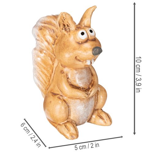 Zittend eekhoornfiguurtje voor herfstdecoratie, 10 cm | Floristik24.nl