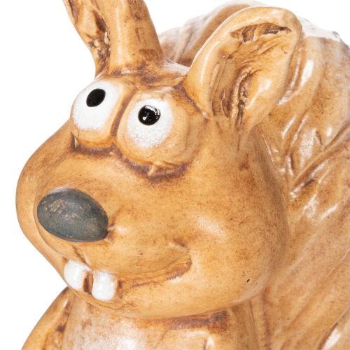 Zittend eekhoornfiguurtje voor herfstdecoratie, 10 cm | Floristik24.nl