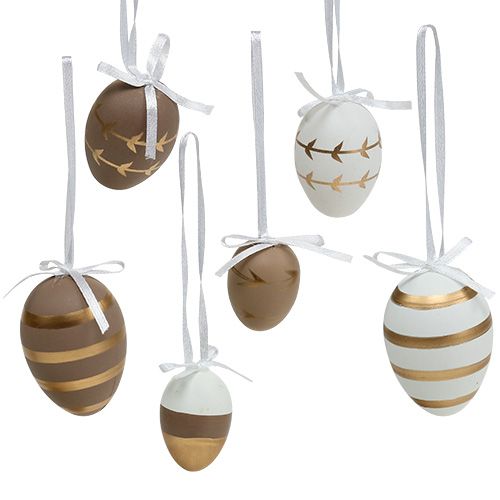 Eieren om op te hangen wit, bruin 4cm - 6cm 12st