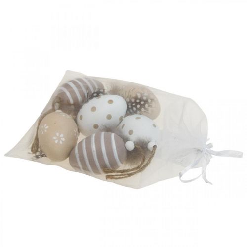 Floristik24 Paaseieren om op te hangen decoratieve eieren met veer H6cm 6st