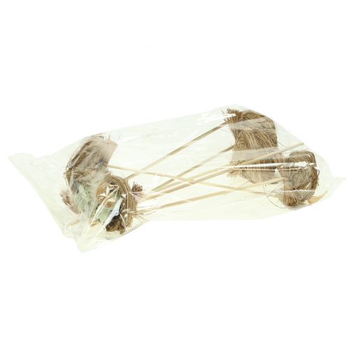 Floristik24 Deco plug vogelnest, paasdecoratie, nest met eieren 23cm 6st