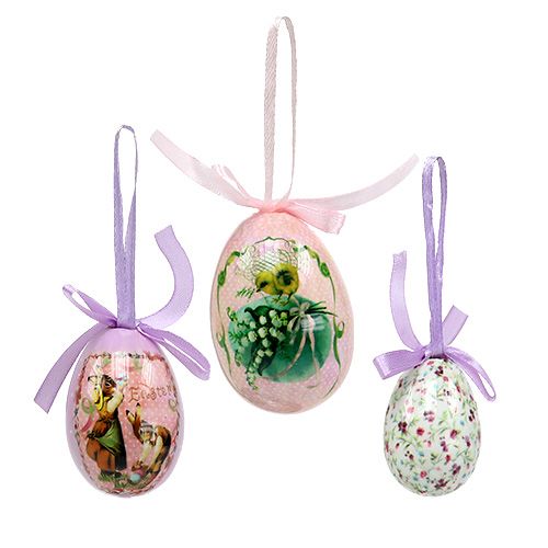 Floristik24 Eieren met patroon paars-roze 5-8cm 8st