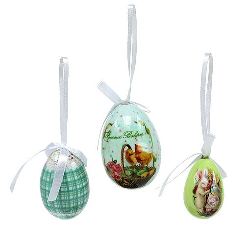 Floristik24 Eieren om op te hangen groen assorti. 5-8cm 8st