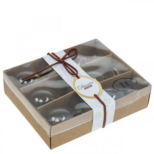 Floristik24 Hangeieren, droogbloemen, paaseieren, glasdecoraties voor de lente H6,5 cm, set van 6