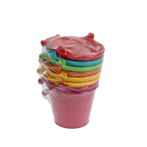 Floristik24 Emmer Ø12cm H10cm 8st verschillende kleuren