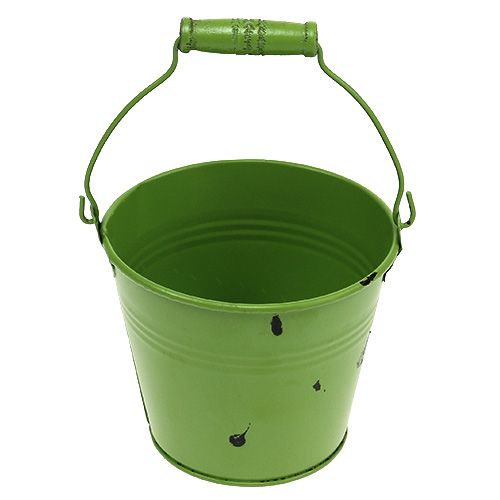 Floristik24 Emmer groen Ø12cm H10cm antiek look