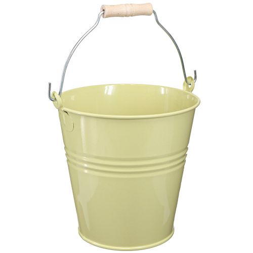 Floristik24 Emmer metalen bloempot in groen-geel 26x22,5x23cm 6l
