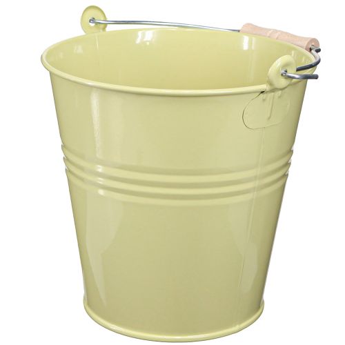 Artikel Emmer metalen bloempot in groen-geel 26x22,5x23cm 6l