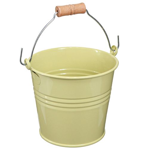 Artikel Emmer Metalen Bloempot Handvat Groen-Geel 20x17.5x16cm 2st