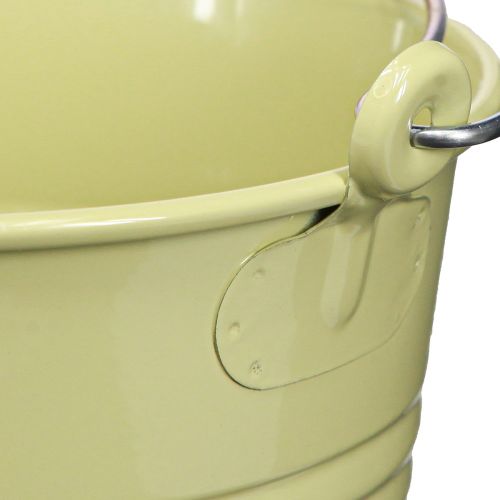 Artikel Emmer Metalen Bloempot Handvat Groen-Geel 20x17.5x16cm 2st