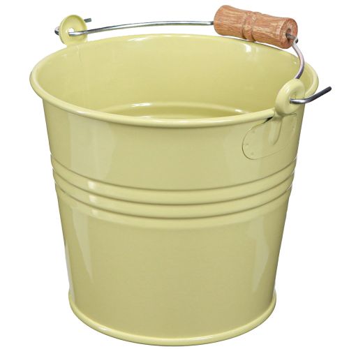 Artikel Emmer Metalen Bloempot Handvat Groen-Geel 20x17.5x16cm 2st