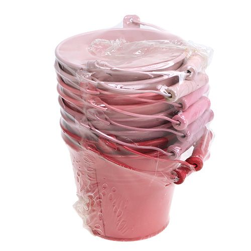 Floristik24 Emmer roze mix Ø12cm H10cm 8st