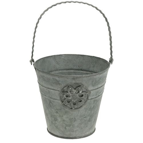 Floristik24 Emmer met bloem Ø16cm H15cm zink