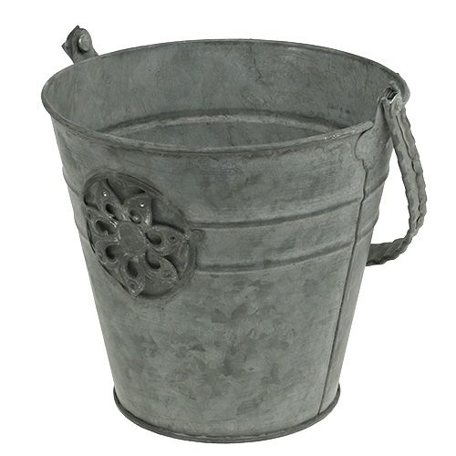 Floristik24 Emmer met bloem Ø16cm H15cm zink