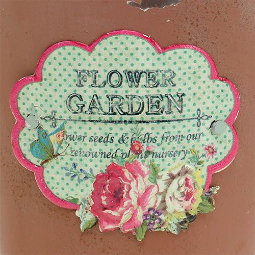 Floristik24 Emmer met motief Bruin verouderde afwerking Ø11cm H12cm