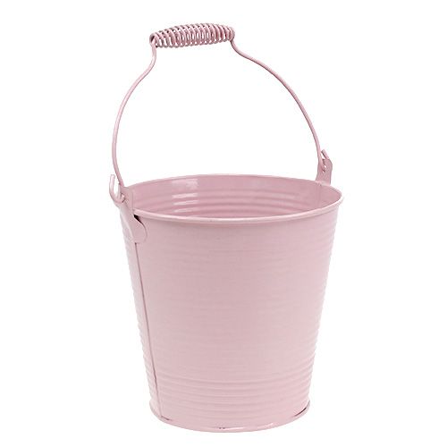 Floristik24 Emmer met gegroefd patroon pastelroze Ø14.5cm H14.5cm