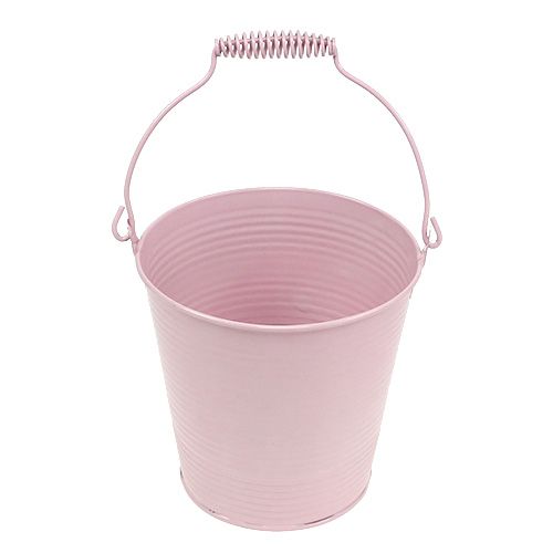 Floristik24 Emmer met gegroefd patroon pastelroze Ø14.5cm H14.5cm