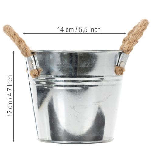 Emmer met touwgrepen Ø14cm H12cm | Floristik24.nl