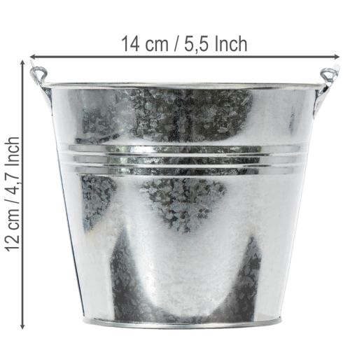 Emmer Ø14cm H12cm 6 stuks. Zink, glanzend | Floristik24.nl
