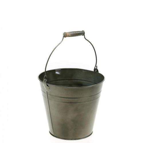 Floristik24 Decoratieve emmer met handvat, tuindecoratie, plantenpot, metalen bak Ø16.5 cm H15 cm