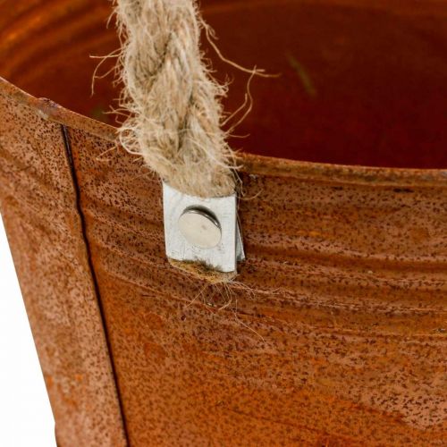Floristik24 Plantenbak met handvatten, plantenbak, metalen bak met roestdecoratie Ø25cm H24cm