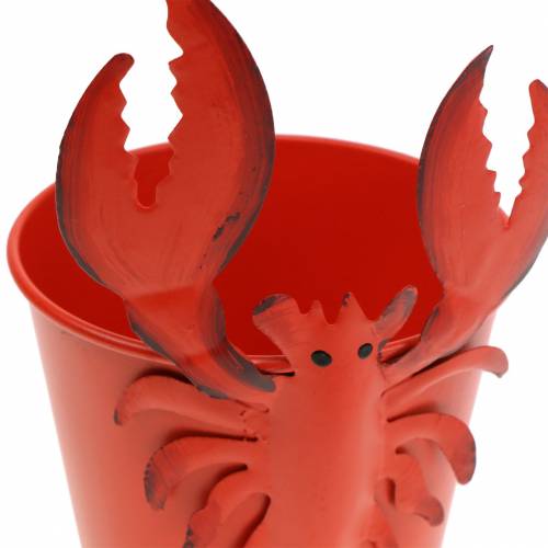 Artikel Decoratieve emmer kreeft metaal rood Ø8cm H13cm 3 st