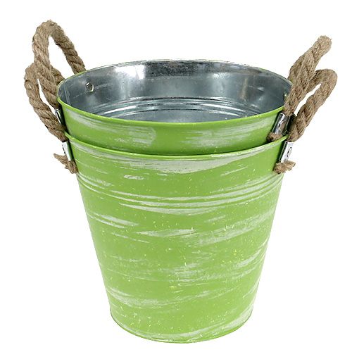 Floristik24 Emmer veer groen Ø25cm H24cm 2st