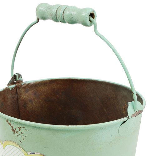 Floristik24 Decoratieve emmer antiek met motief Ø13,5cm H14,5cm