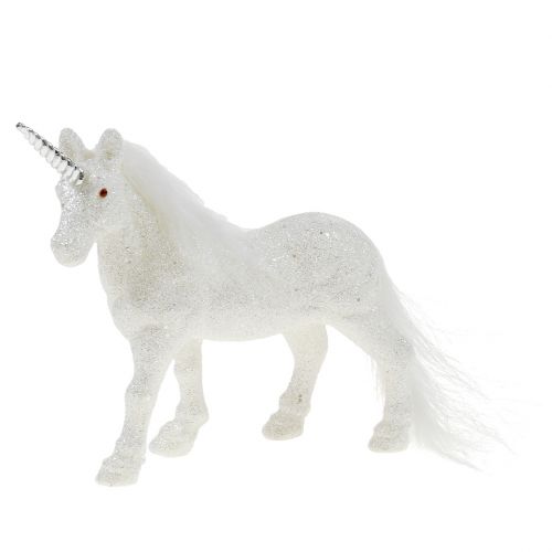Floristik24 Eenhoorn 12,5cm wit met glitters 4 st