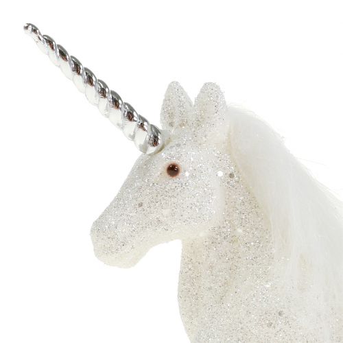Floristik24 Eenhoorn 12,5cm wit met glitters 4 st