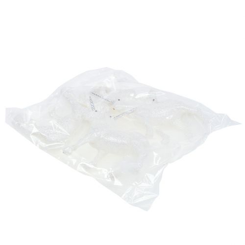 Floristik24 Eenhoorn 12,5cm wit met glitters 4 st