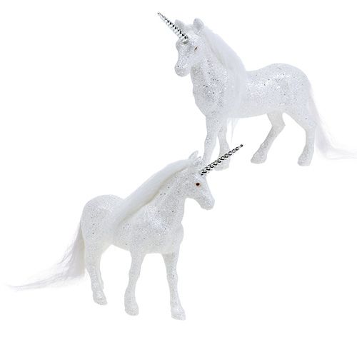 Floristik24 Eenhoorn wit met glitter 18cm 2st
