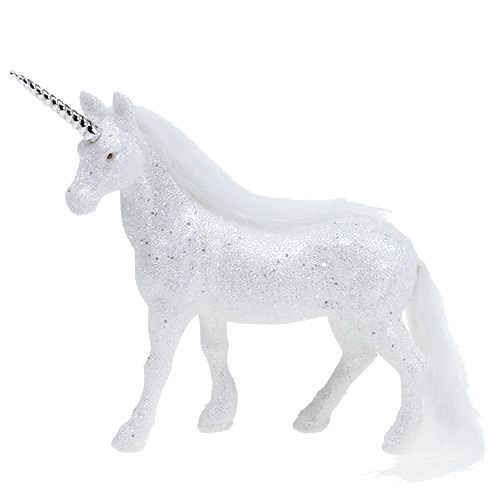 Floristik24 Eenhoorn wit met glitter 18cm 2st