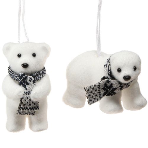 Floristik24 IJsbeerdecoratie voor het ophangen van winterdecoratiefiguren 11×7cm 4 st