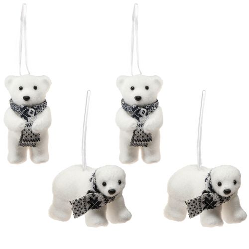 Artikel IJsbeerdecoratie voor het ophangen van winterdecoratiefiguren 11×7cm 4 st