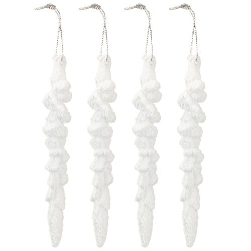Artikel IJspegeldecoratie besneeuwde kerstboomdecoratie 14cm 4 stuks