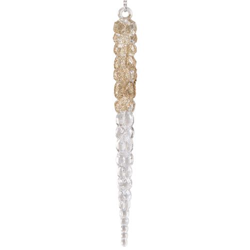 Artikel Decoratieve ijspegels om op te hangen champagne glitter 14,5cm 4st
