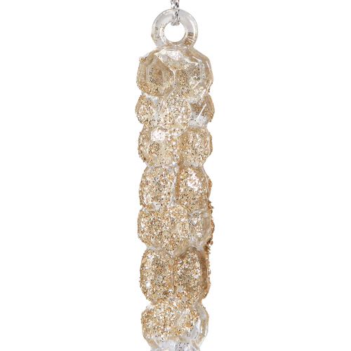 Artikel Decoratieve ijspegels om op te hangen champagne glitter 14,5cm 4st