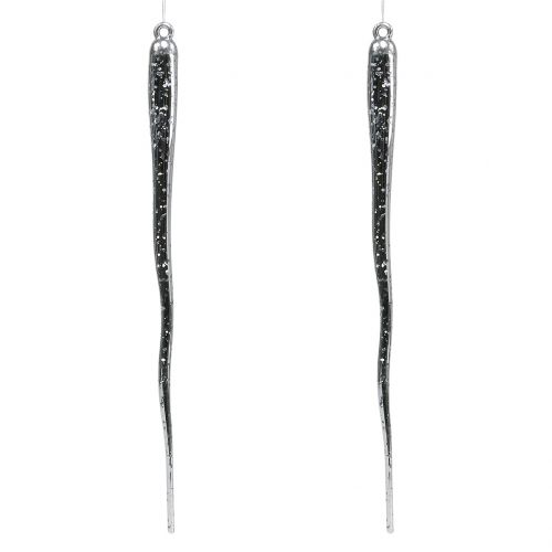 Decoratieve ijspegels om op te hangen transparant, zilver 26cm 2st