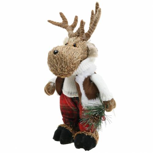 Artikel Kerstfiguur rendier gemaakt van stro 33cm