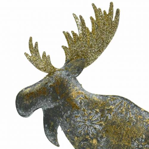 Floristik24 Kerstfiguur eland goud antiek look metaal 21 × 14,5cm