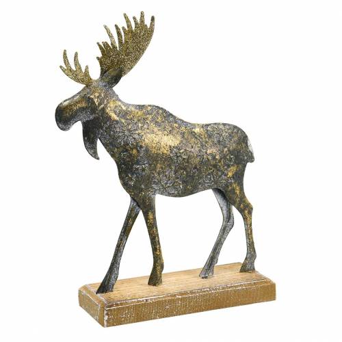 Floristik24 Kerstfiguur eland goud antiek look metaal 21 × 14,5cm