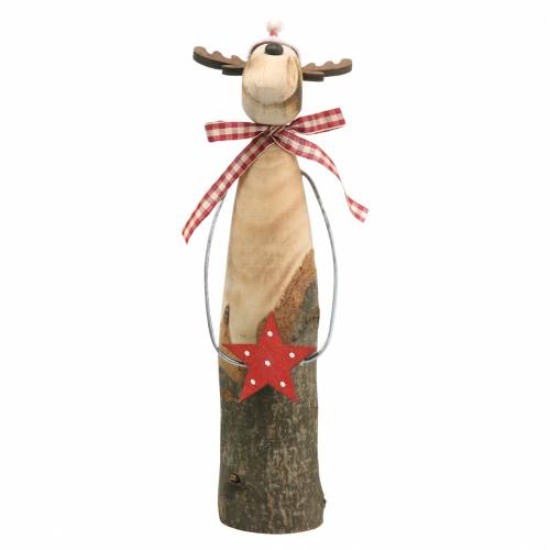 Floristik24 Naturel tak rendier met ster Naturel, Rood H26cm