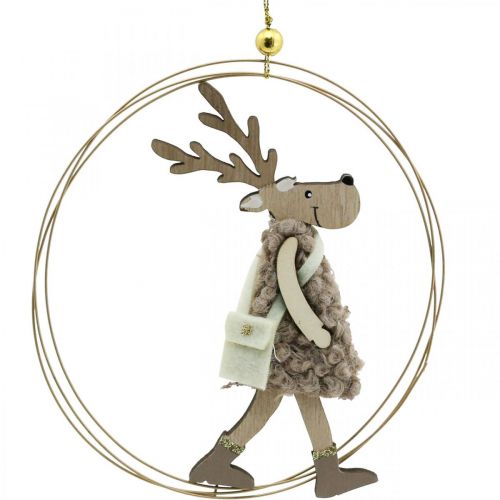 Floristik24 Rendier om op te hangen, kersthanger, adventsdecoratie in een ring Ø15cm set van 3
