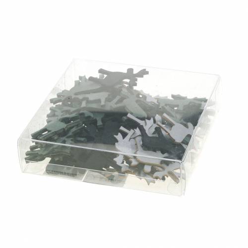 Artikel Strooidecoratie rendieren zwart, zilver, donkergrijs assorti 4cm 72 st